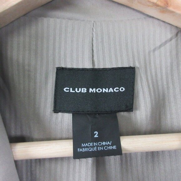 Club Monaco Women's Blazer 2 Gray One Button Cotton Blend Office Suit Career 444 - Picture 3 of 11